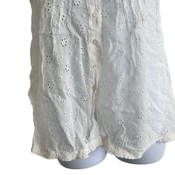Johnny Was‎ white eyelet embroidered spaghetti strap blouse size XS - Picture 7 of 9